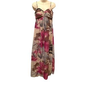 Robbie Bee Dress Maxi Long Floral Print Spaghetti Strap Colorful Size 4